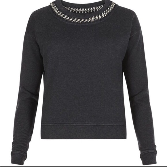 All Saints Tops - Allsaints Ita Cropped Sweat with Chain Neck Sz 8